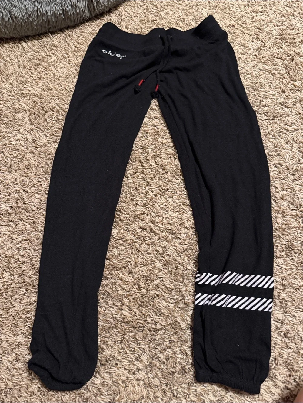 PJ Salvage Black Lounge Pants with White Stripe Accents